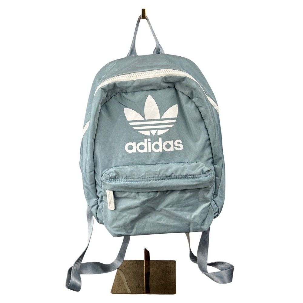 Adidas Trefoil Logo Mini Backpack Light Blue Nylon Quilted Back Travel School